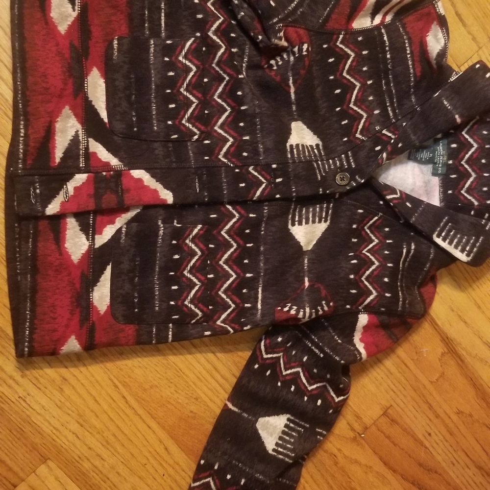 Lauren RL Sz PL Petite Cardigan Sweater Southwestern Aztec Ralph Lauren Women's